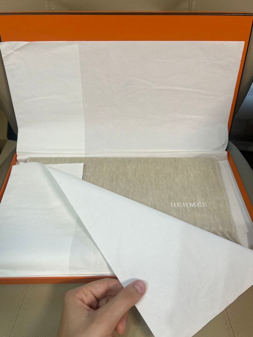 HERMÈS 100%カシミヤマフラー アイボリー エルメス