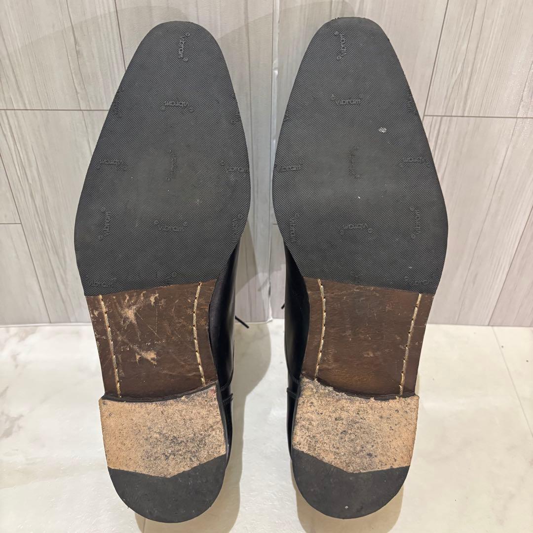 マグナーニ ストレートチップ 黒 レザー 革靴 26.5