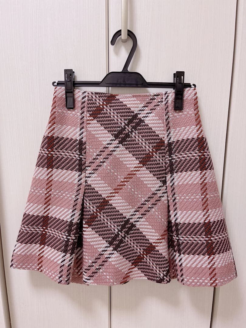 SNIDEL ロービングチェックミニスカート ピンク サイズ1