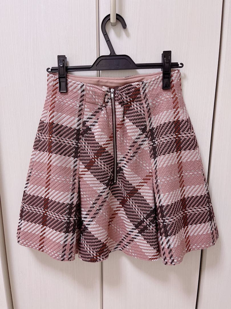 SNIDEL ロービングチェックミニスカート ピンク サイズ1