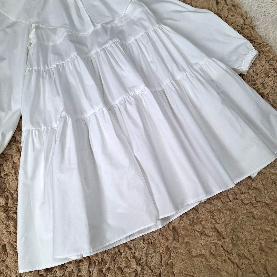 【美品】yori ヨリ　フリルカラーティアードチュニック　ホワイト　フリーサイズ