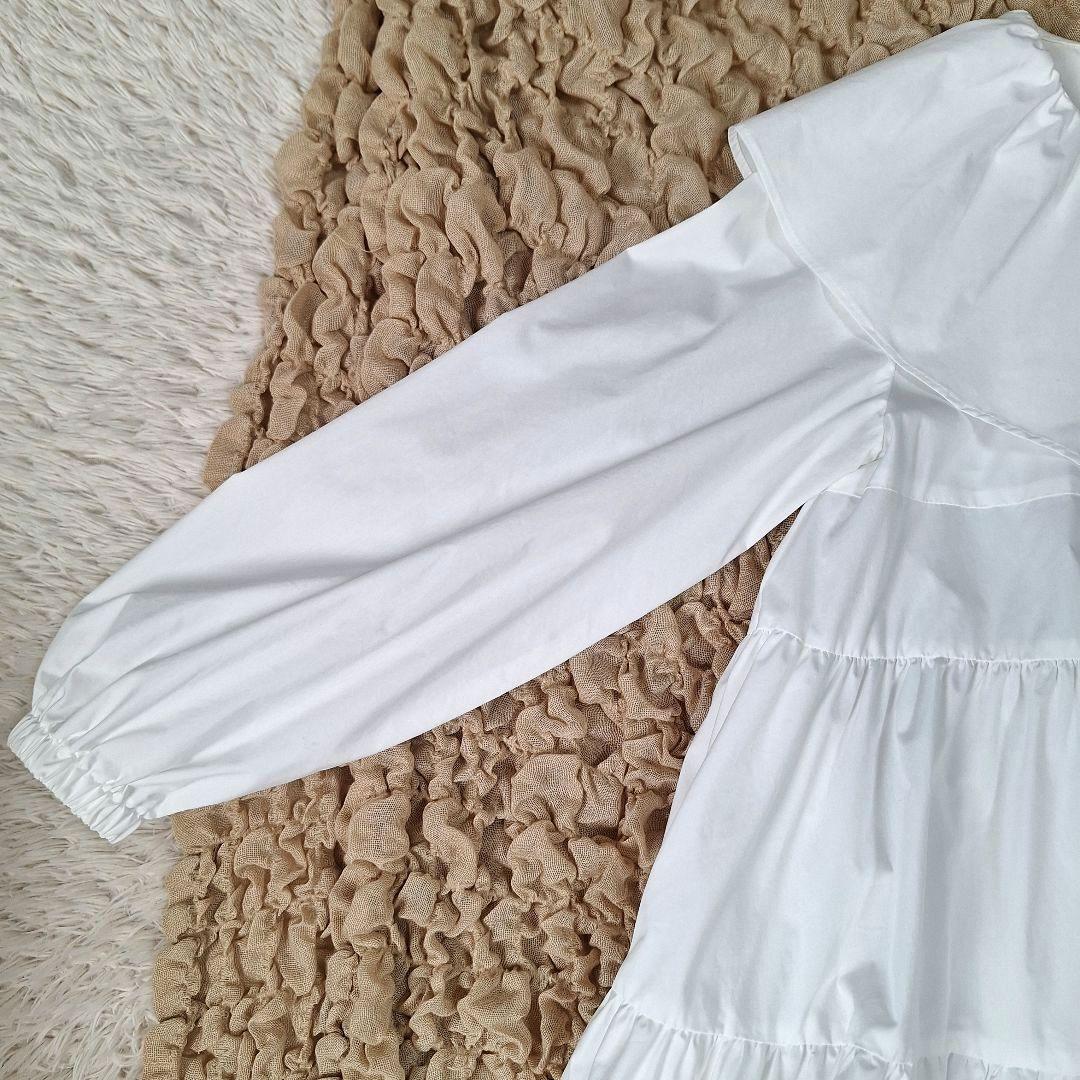 【美品】yori ヨリ　フリルカラーティアードチュニック　ホワイト　フリーサイズ