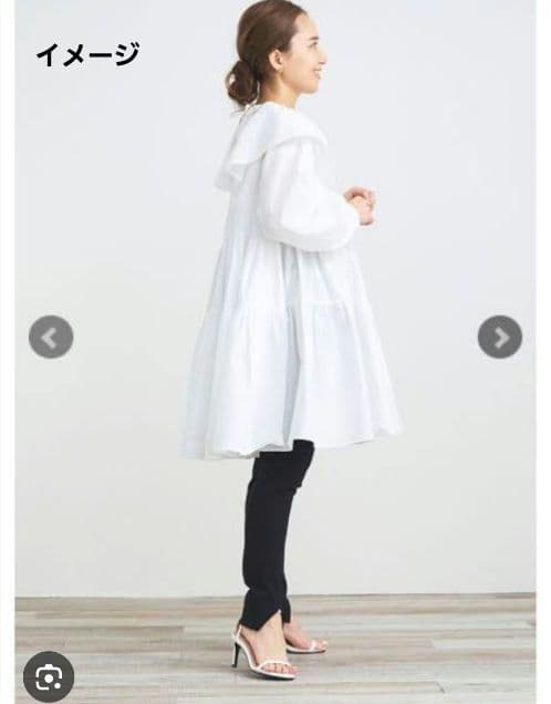 【美品】yori ヨリ　フリルカラーティアードチュニック　ホワイト　フリーサイズ