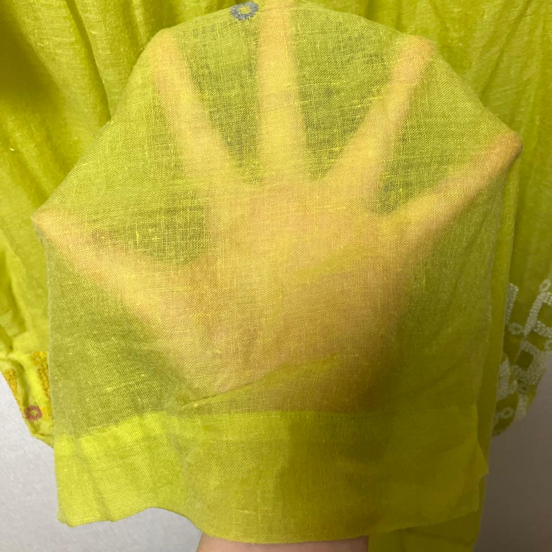 mina perhonen 刺繍入り ライトグリーンチュニック 半袖