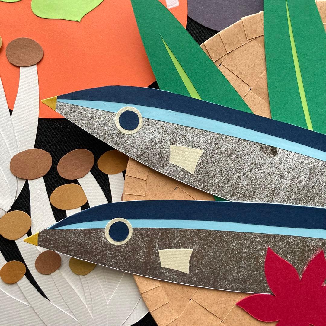 【EA-02】秋の味覚×5セット　秋　サンマ　壁面飾り