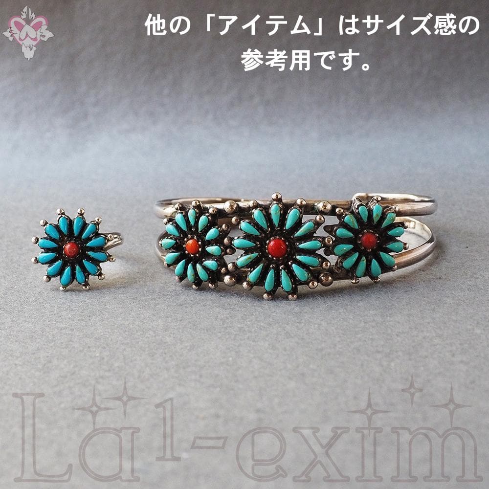 36個 ターコイズ コーラル 小花 インディアンジュエリー 925 銀 バングル