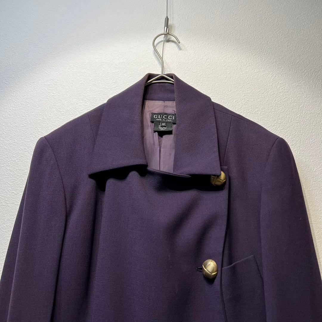 希少 GUCCI トムフォード期 ウール コクーン ゴールドボタン ロングコート