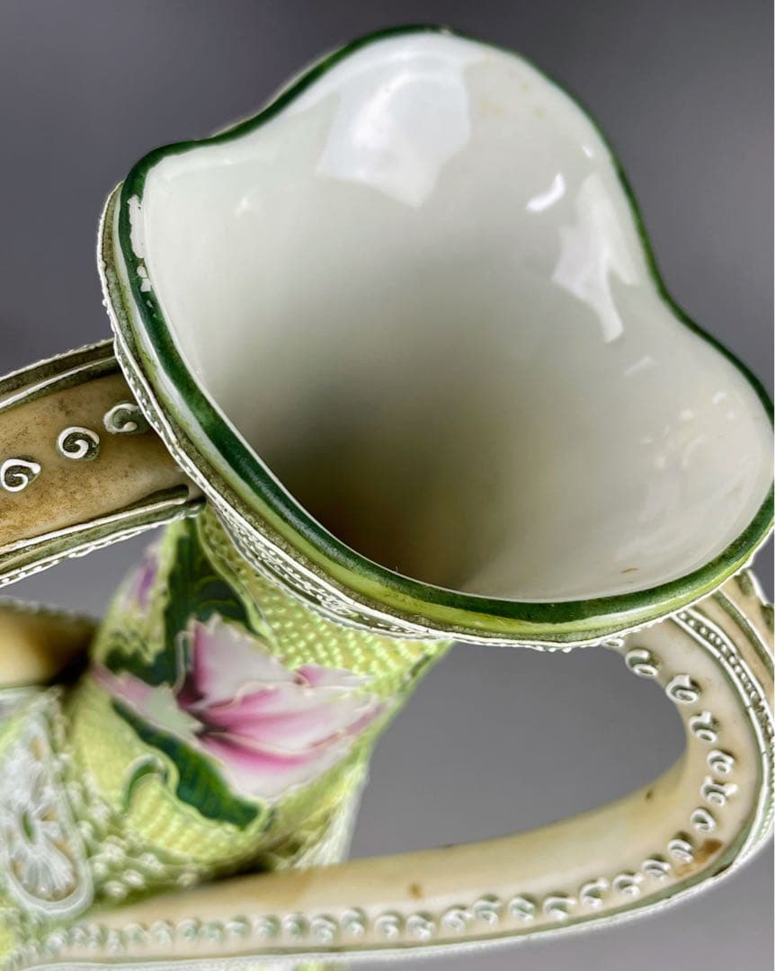 【希少】オールドニッポン 約２５．３cm 花紋 一陳盛上げ アールヌーボー 花瓶