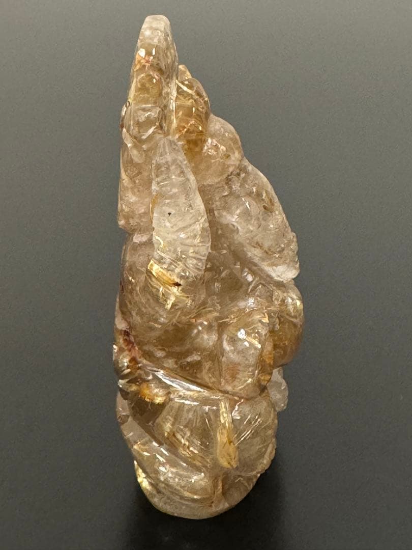 ルチルクォーツ　ガネーシャ像　太陽放射タイタンルチル　ルチルクオーツ