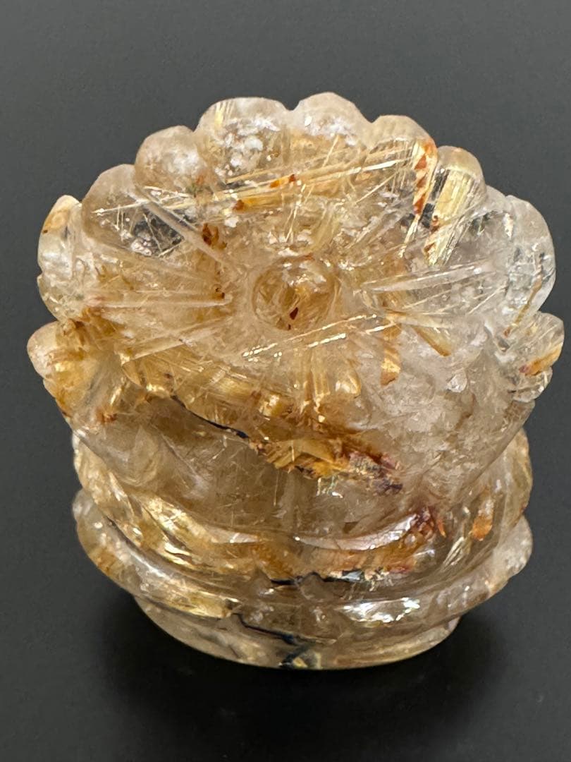 ルチルクォーツ　ガネーシャ像　太陽放射タイタンルチル　ルチルクオーツ