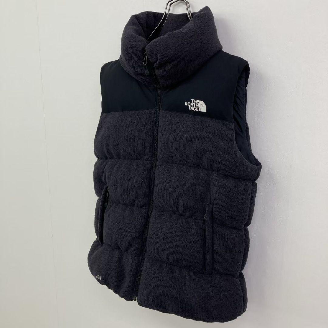 本日限定 美品♪ ノースフェイス ニットダウンベスト ダークグレー レディースL