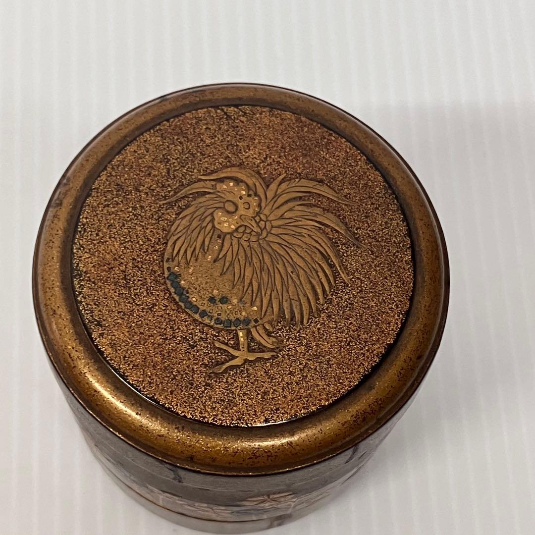 【重香合】茶道具　茶道　蒔絵　三段　漆器　金彩画　アンティーク　古美術