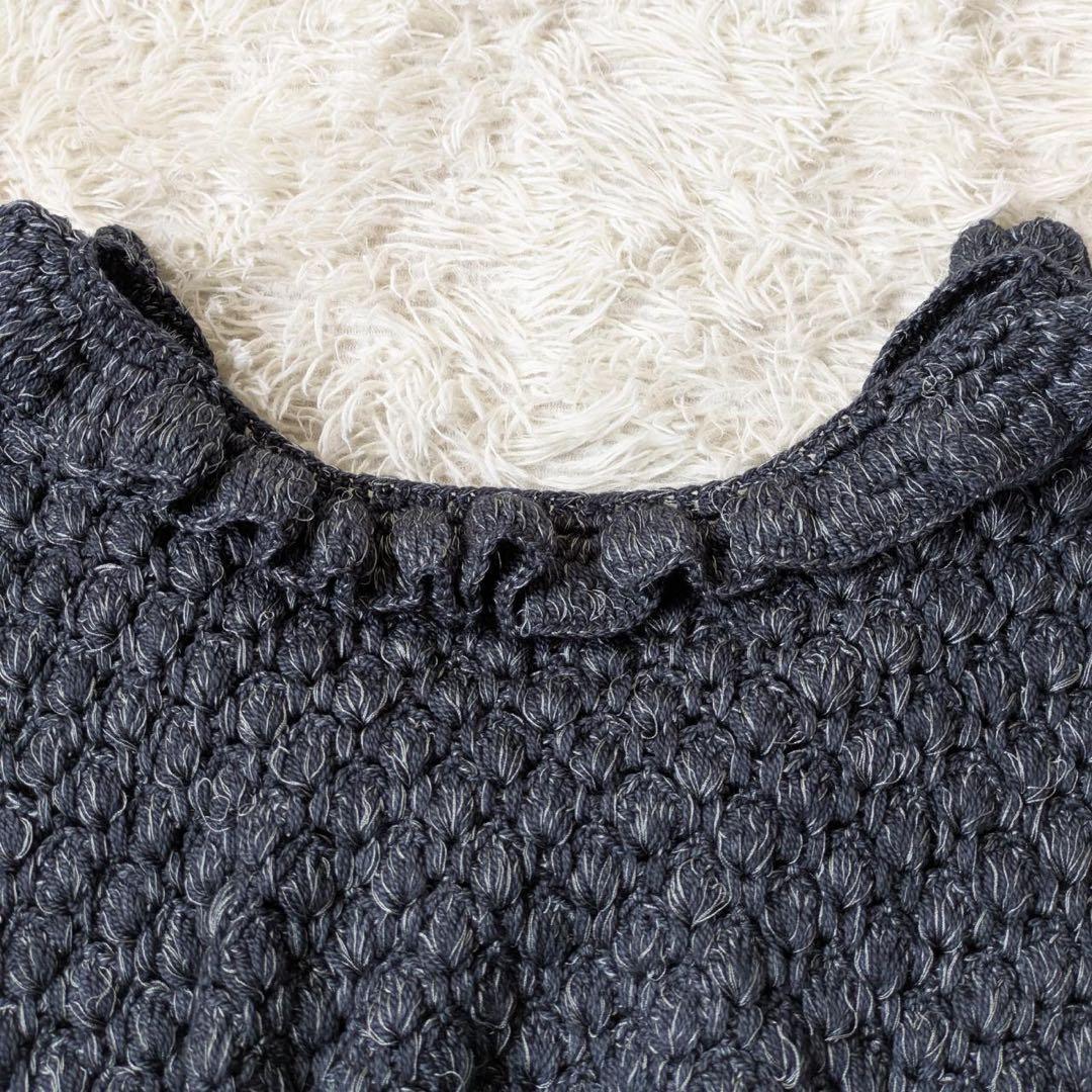 BUNON/ブノン　ハンドラッフルジレ（Gray）手編み　インド製　Free