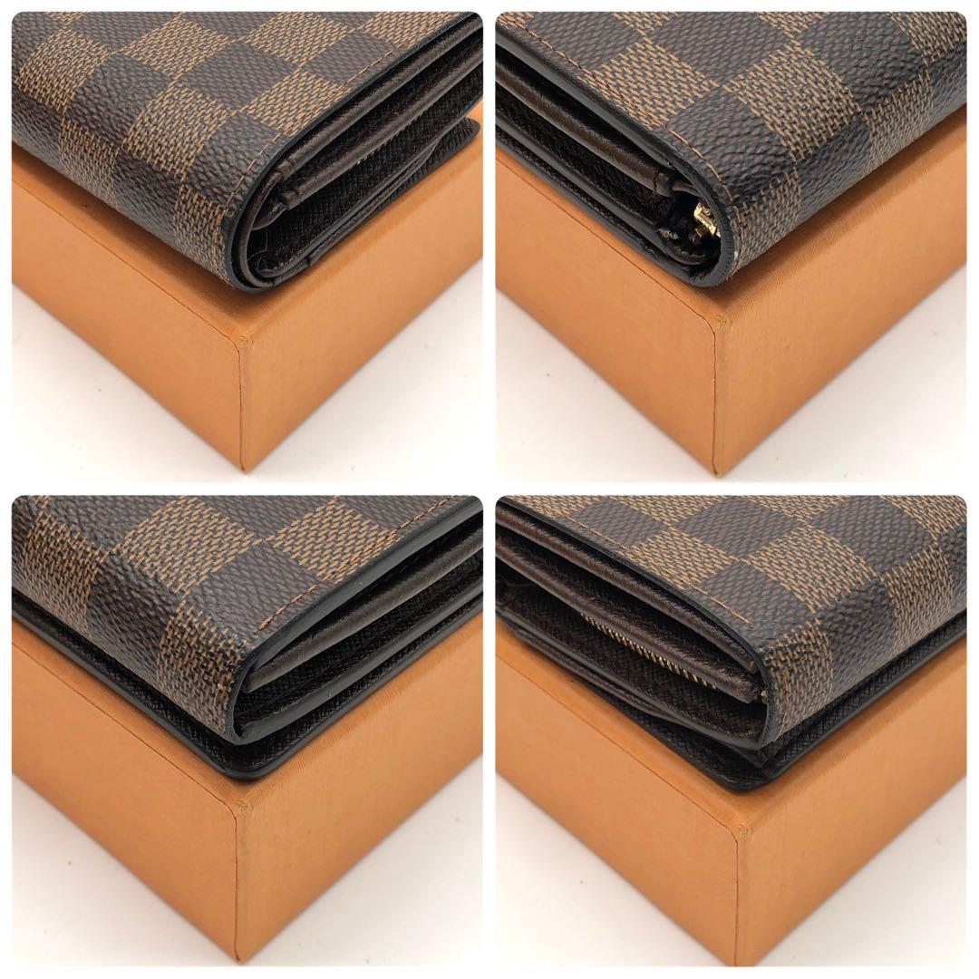 【新型】ルイヴィトン ダミエ エベヌ トレゾール 二つ折り財布 ブラウン