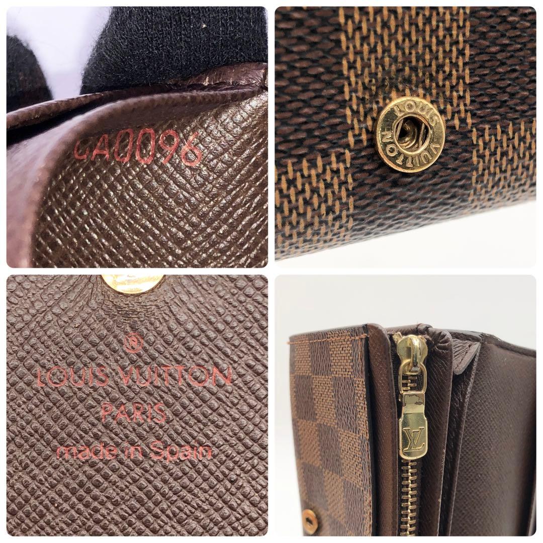 【新型】ルイヴィトン ダミエ エベヌ トレゾール 二つ折り財布 ブラウン