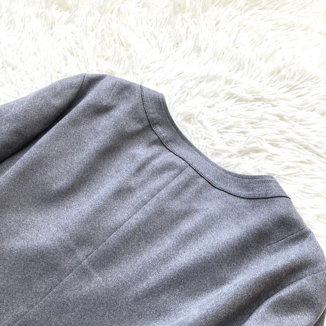 【大きいサイズ】23区　ノーカラージャケット　スエード　セットアップ　スカート