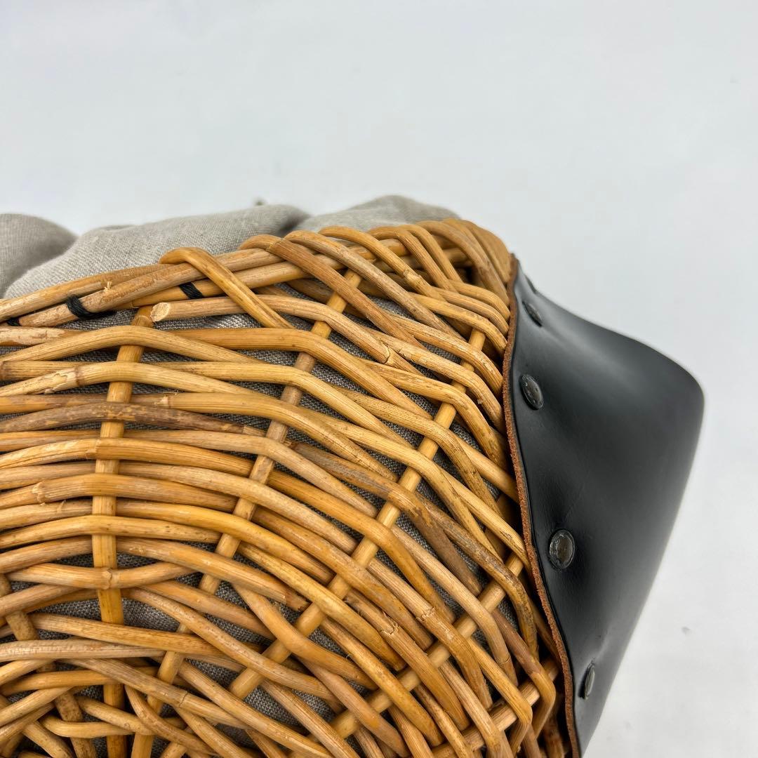 【美品】エバゴス　チョコボール　ハンドバッグ　カゴバッグ　レザー　巾着　ブラック