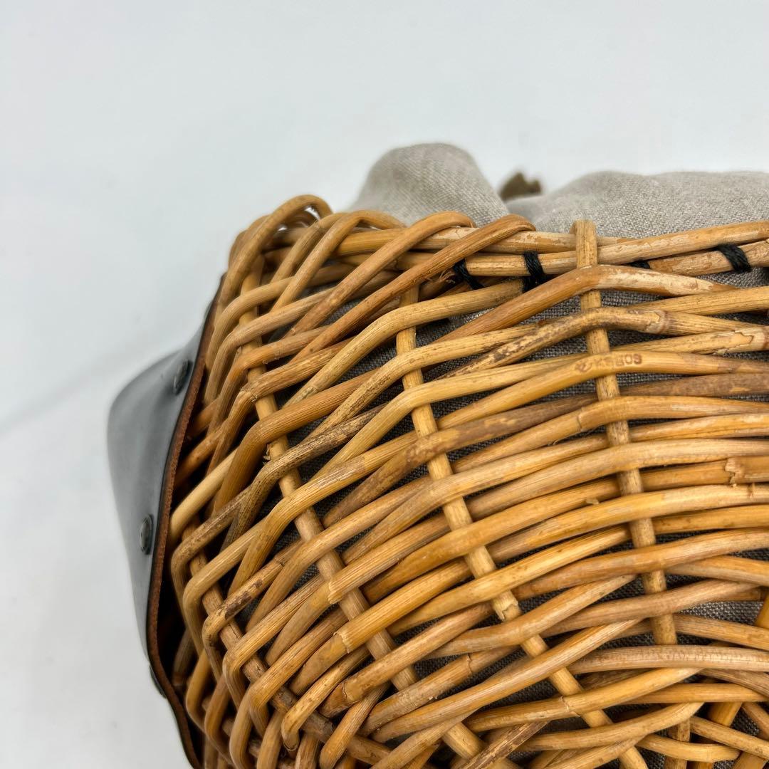 【美品】エバゴス　チョコボール　ハンドバッグ　カゴバッグ　レザー　巾着　ブラック