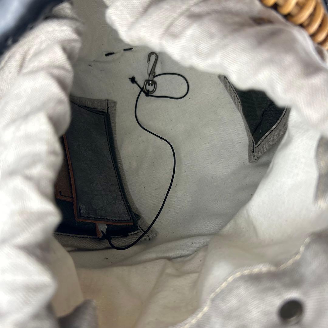 【美品】エバゴス　チョコボール　ハンドバッグ　カゴバッグ　レザー　巾着　ブラック