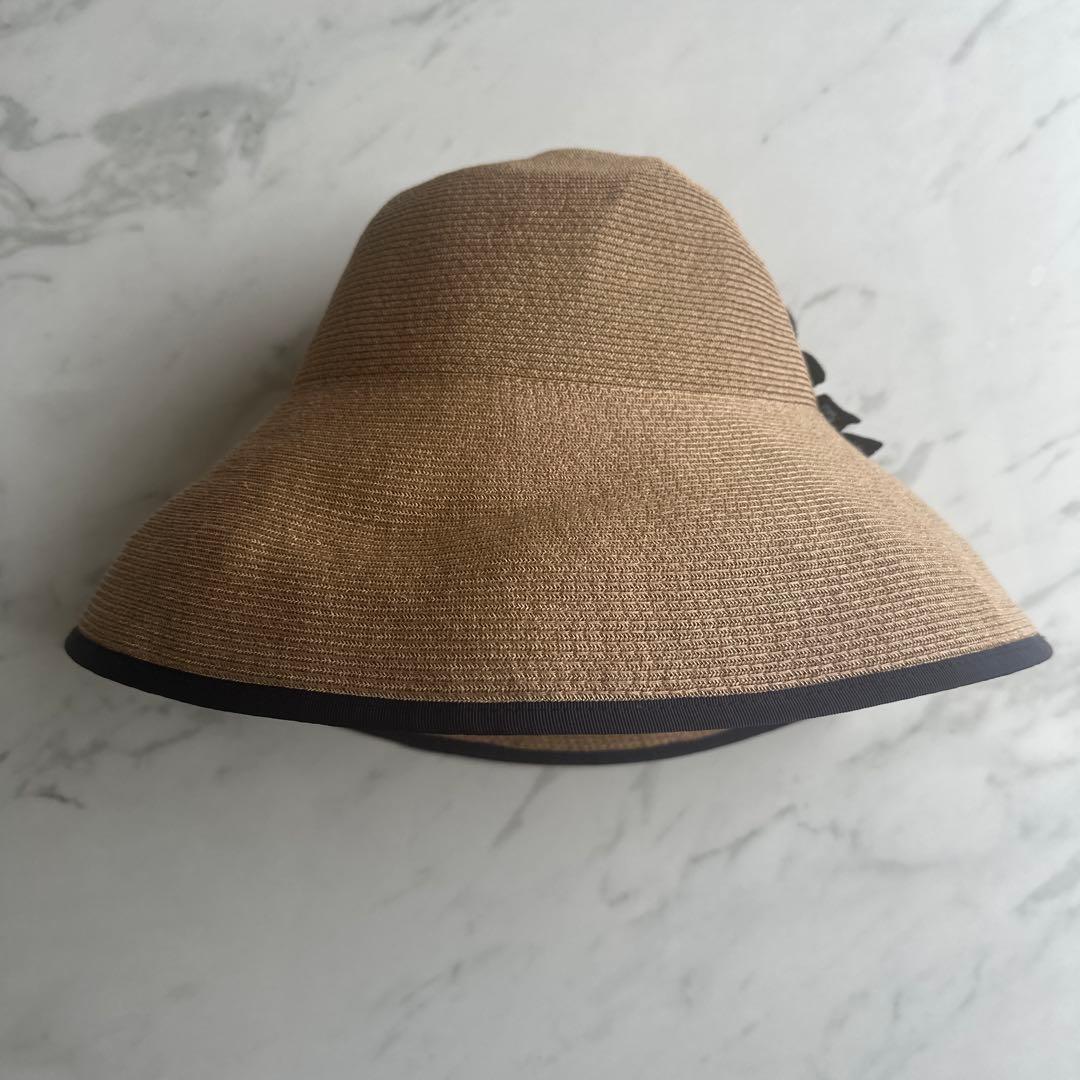 美品　アシーナニューヨーク　ハット　麦わら帽子　フラワーレース　紺