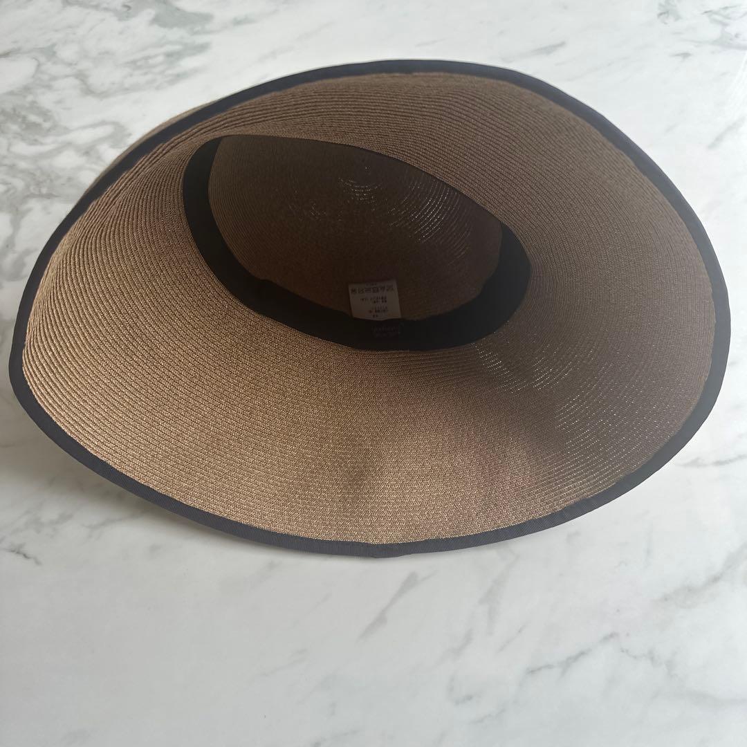 美品　アシーナニューヨーク　ハット　麦わら帽子　フラワーレース　紺