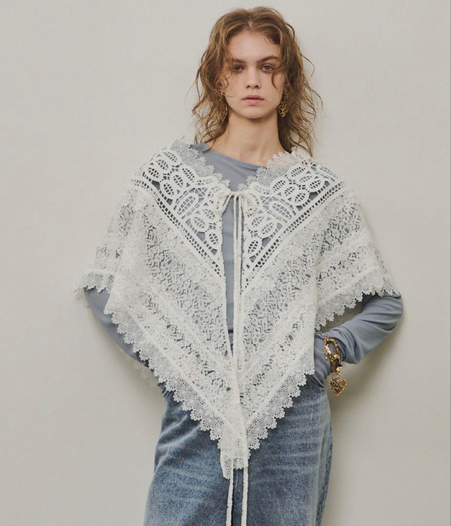 タグ付新品☆ラベルエチュード☆モチーフレースBIGカラー