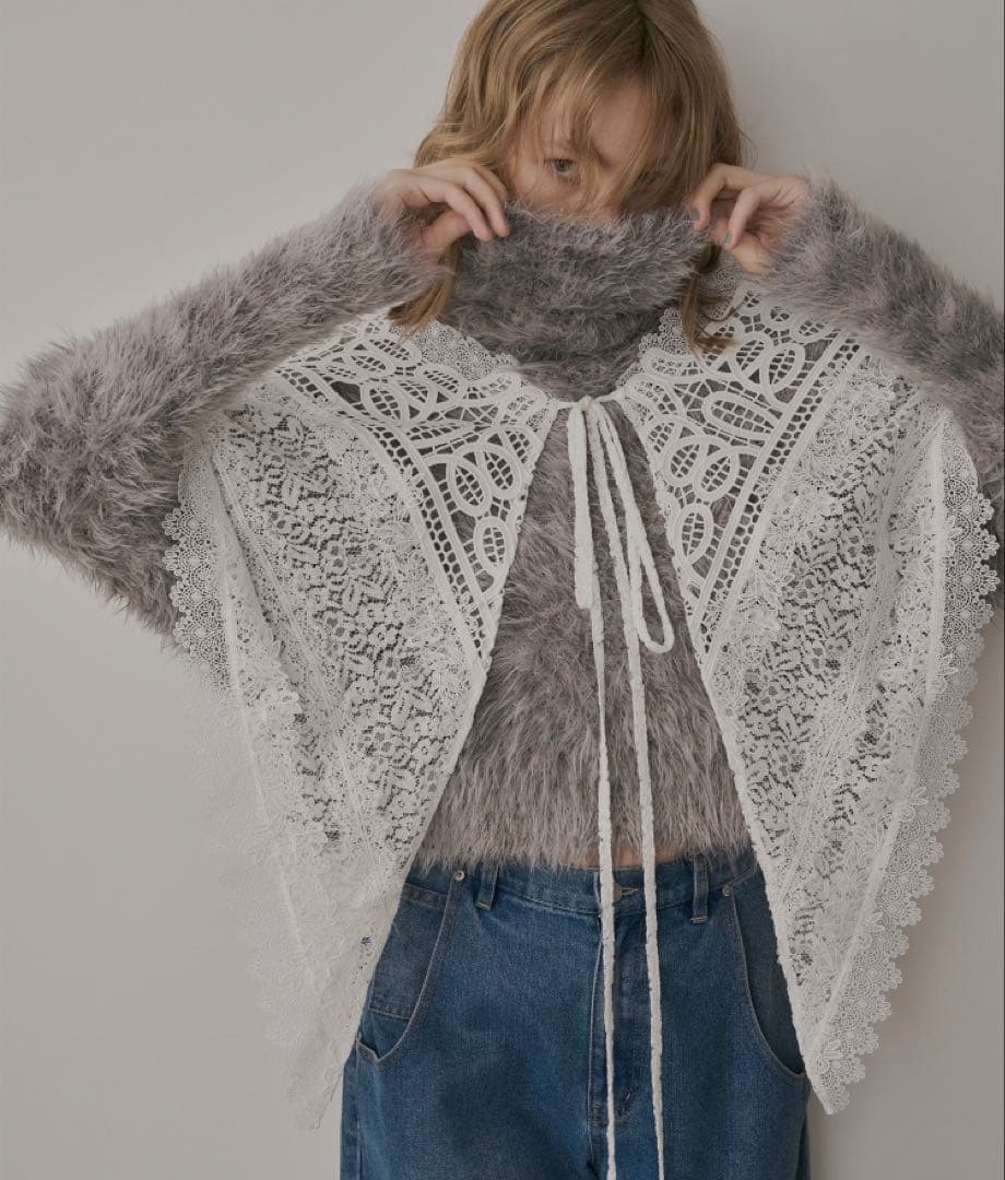 タグ付新品☆ラベルエチュード☆モチーフレースBIGカラー