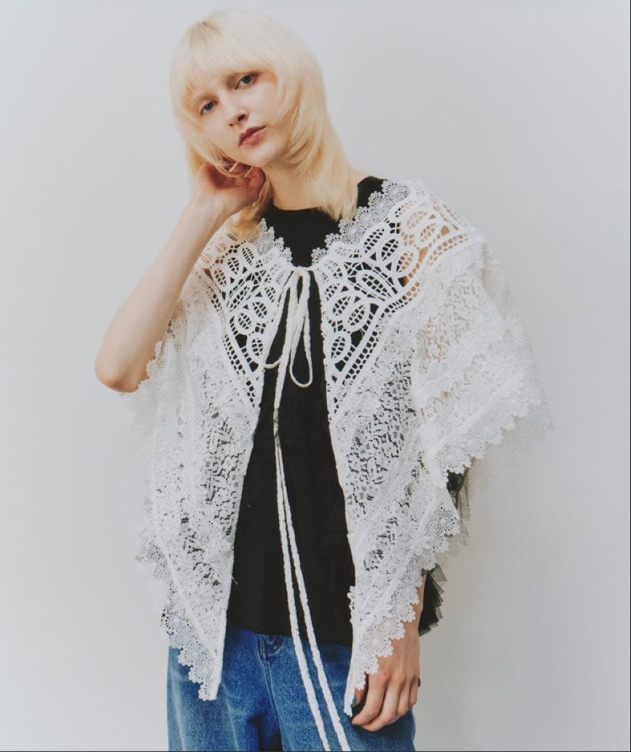 タグ付新品☆ラベルエチュード☆モチーフレースBIGカラー