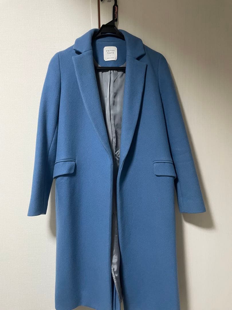UNITED TOKYO カシミア混ブルー チェスターコート