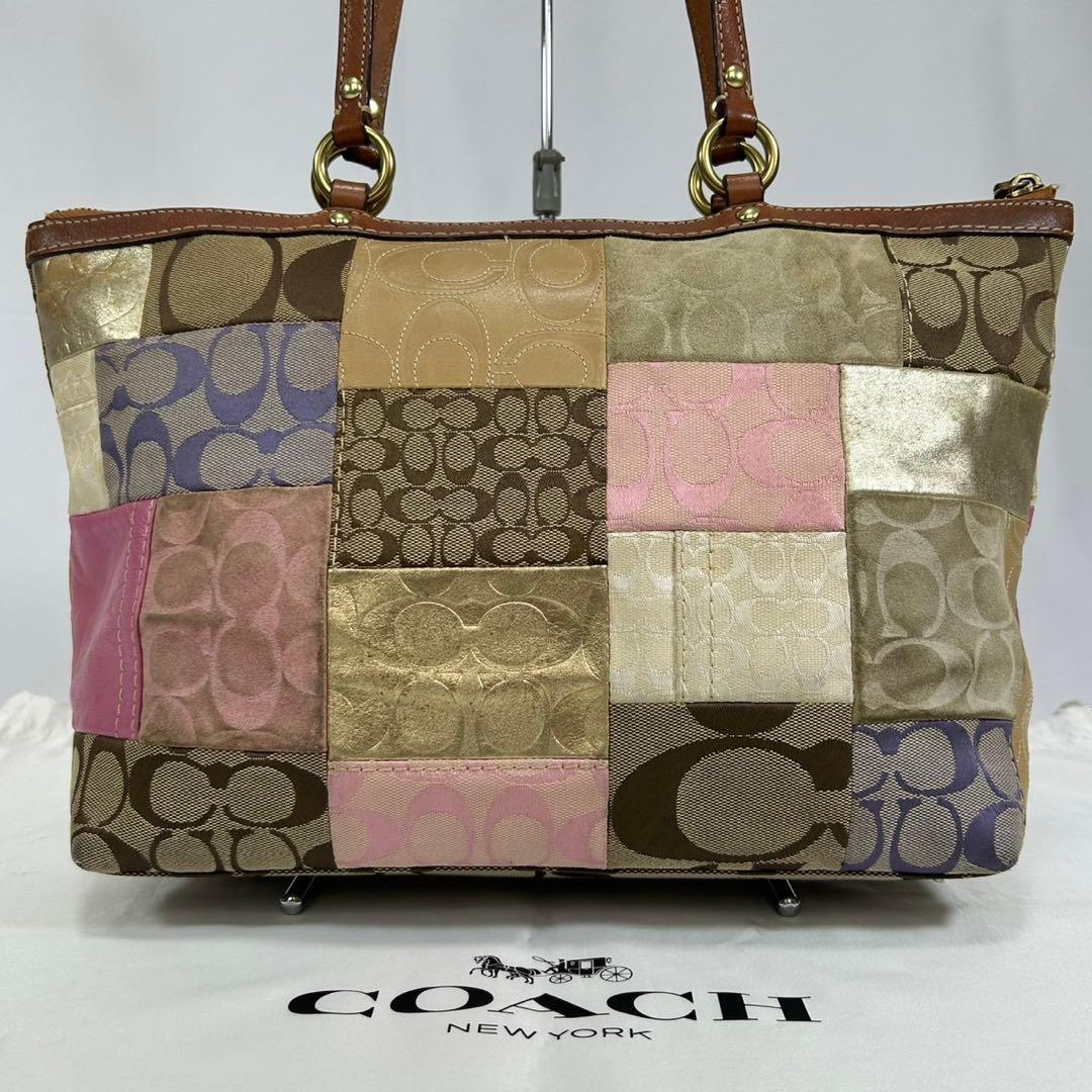 【美品】コーチ 11711 パッチワーク シグネチャー トートバッグ 手提げ