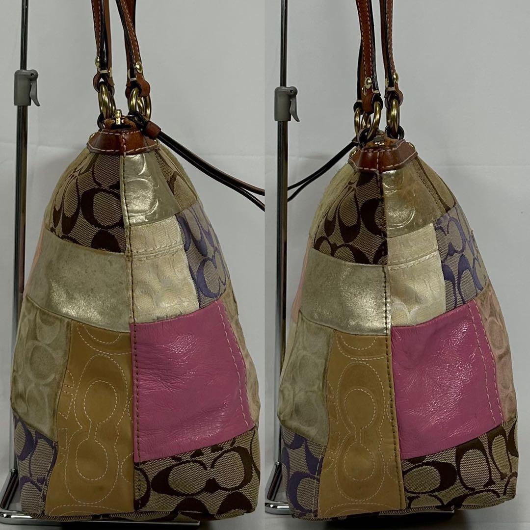 【美品】コーチ 11711 パッチワーク シグネチャー トートバッグ 手提げ