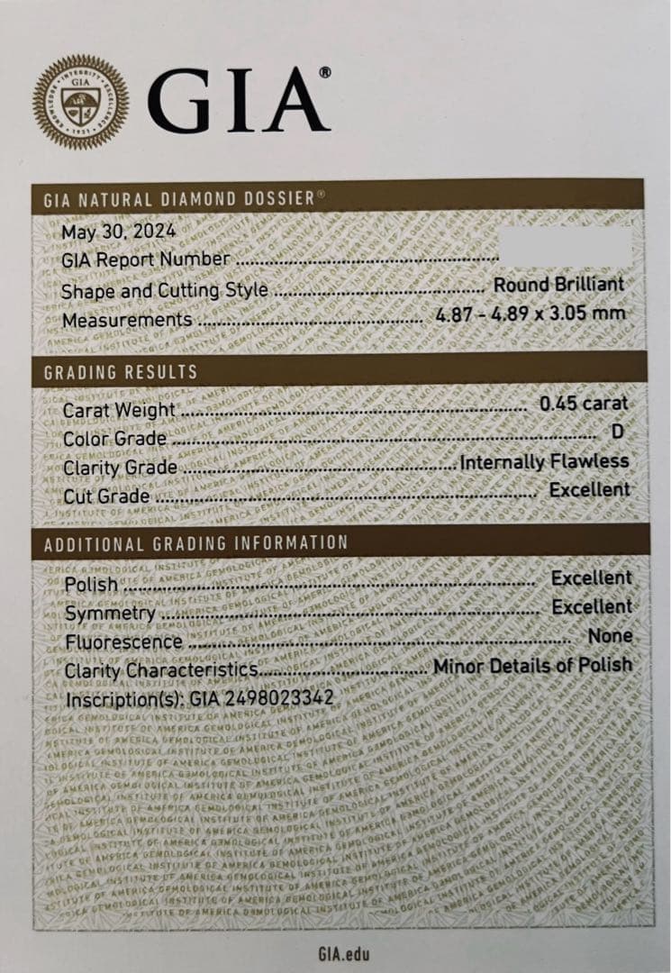 幻の type2A 天然ダイヤモンド 0.45ct D IF 3EX H&C