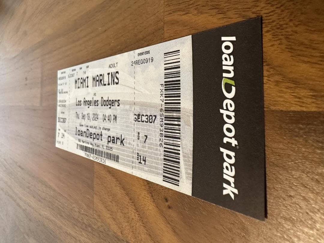 大谷翔平 50-50 達成試合 未使用チケット トップローダー付き（席番号14）