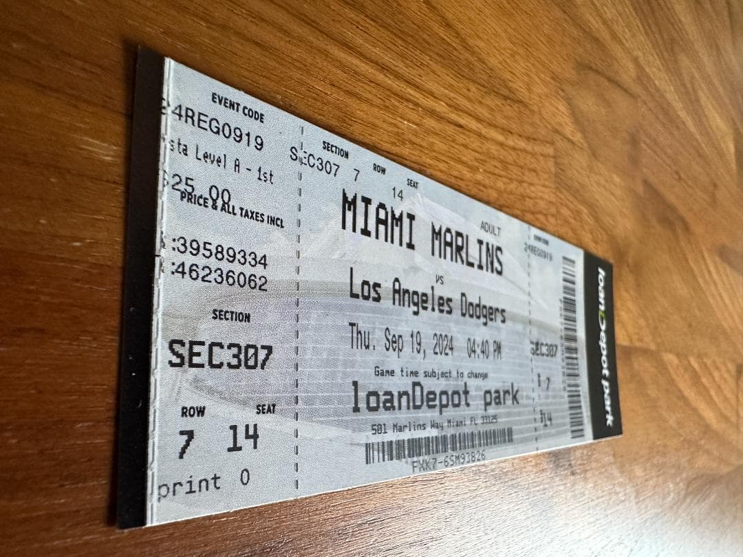 大谷翔平 50-50 達成試合 未使用チケット トップローダー付き（席番号14）