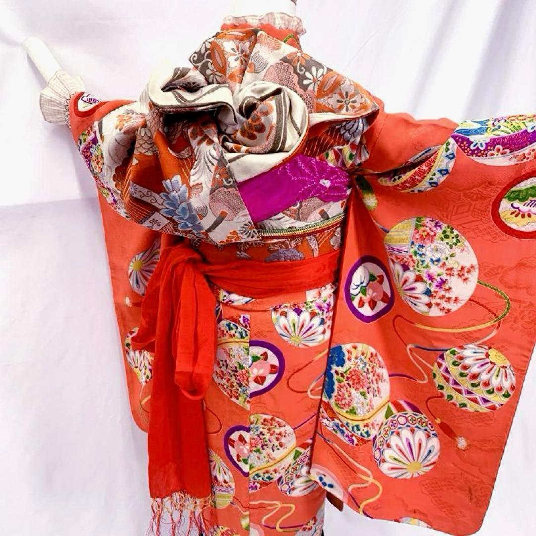 508agu36◎七五三 七歳 アンティーク着物&アンティーク丸帯◎