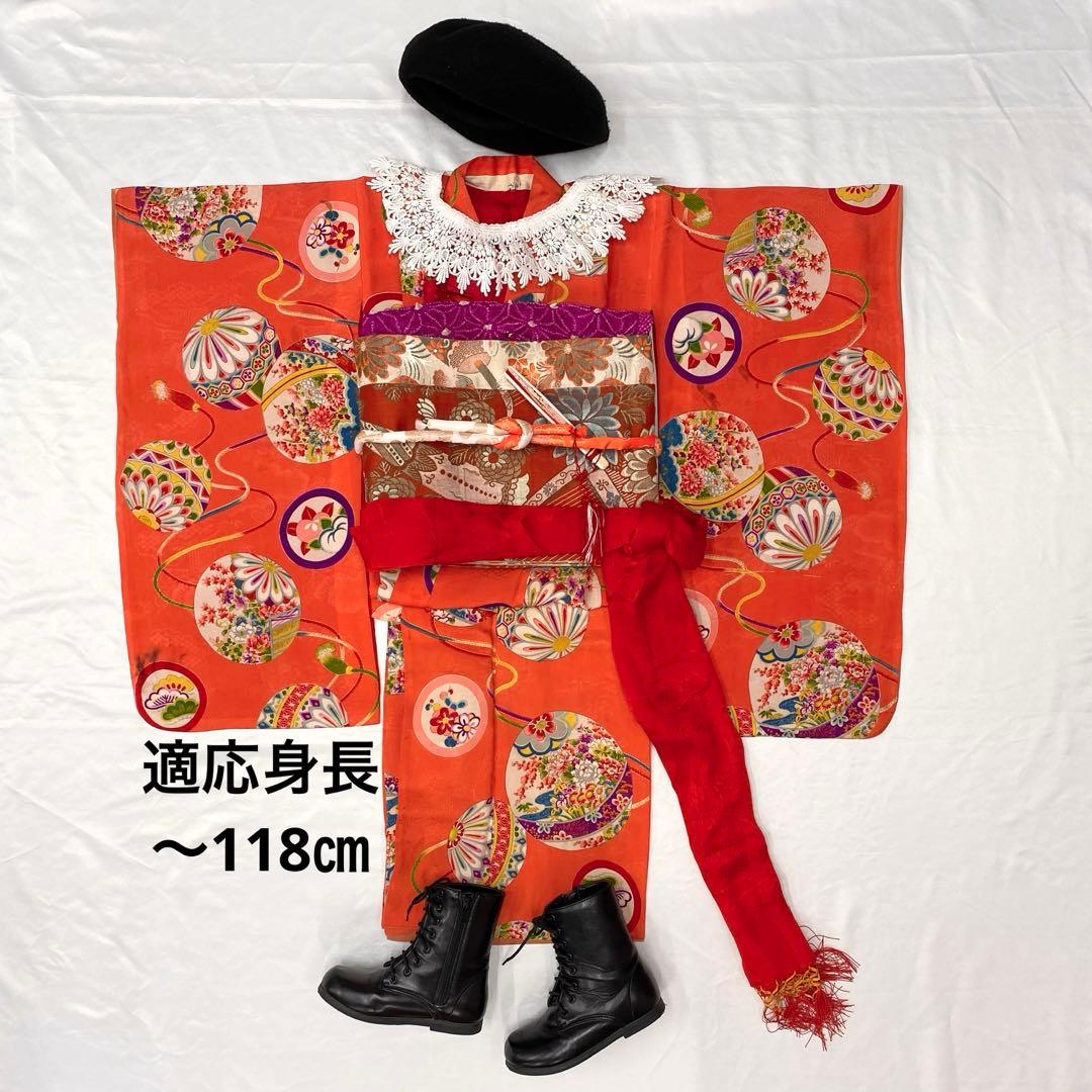 508agu36◎七五三 七歳 アンティーク着物&アンティーク丸帯◎