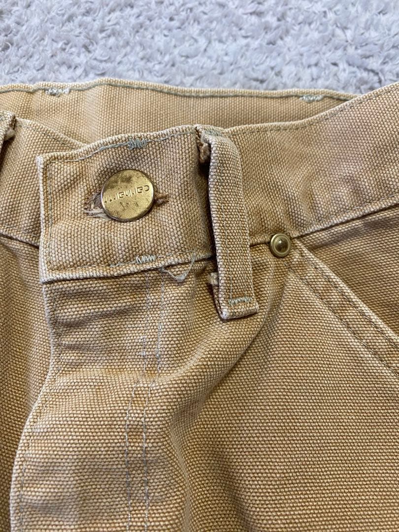 【美品星タグ】90s USA製 Carhartt ダブルニー　ベージュ　金ボタン