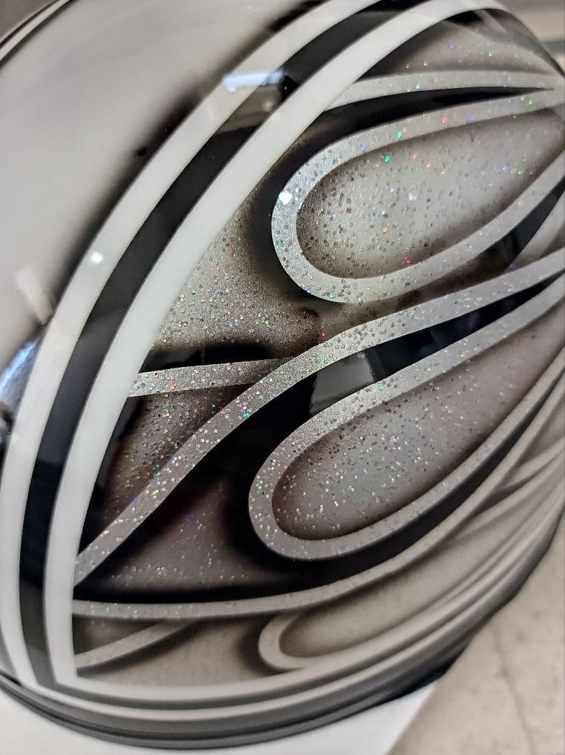 カスタムコルク半　白黒ファイヤー　七色ラメ