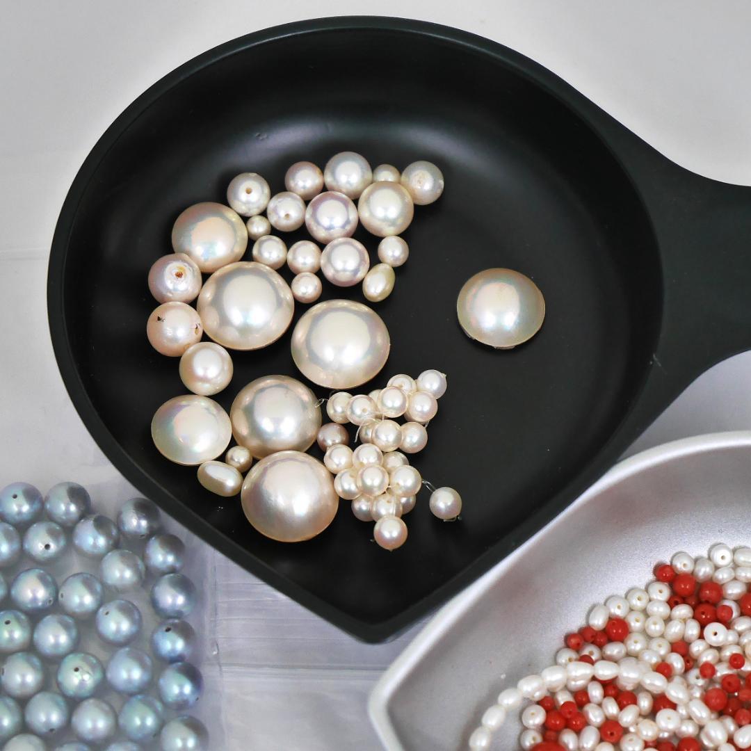 h*i様 真珠 珊瑚 詰め合わせ シルバー マベパール 血赤サンゴ 穴あき 手芸