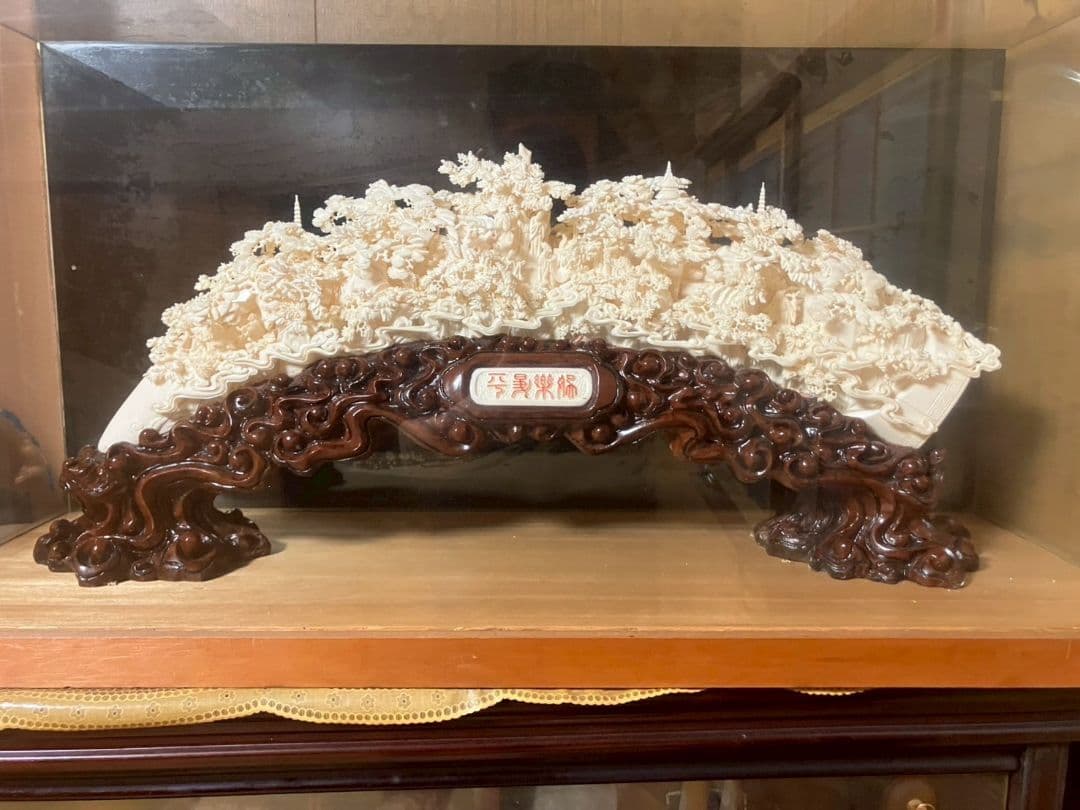 象牙風彫刻 山水風景 インテリア装飾
