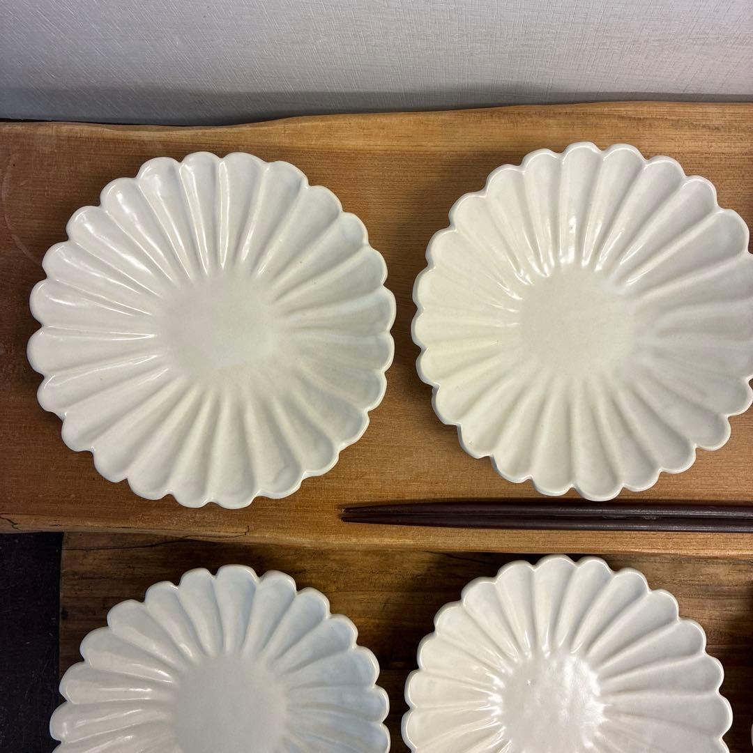 ちゃーさん新品　陶器　陶芸作家　輪花皿8枚　555