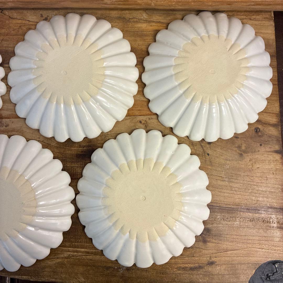ちゃーさん新品　陶器　陶芸作家　輪花皿8枚　555