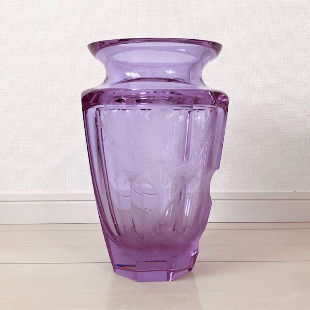 MOSER モーゼル　クリスタルガラス 花瓶　フラワーベース　パープル　薄紫　鹿