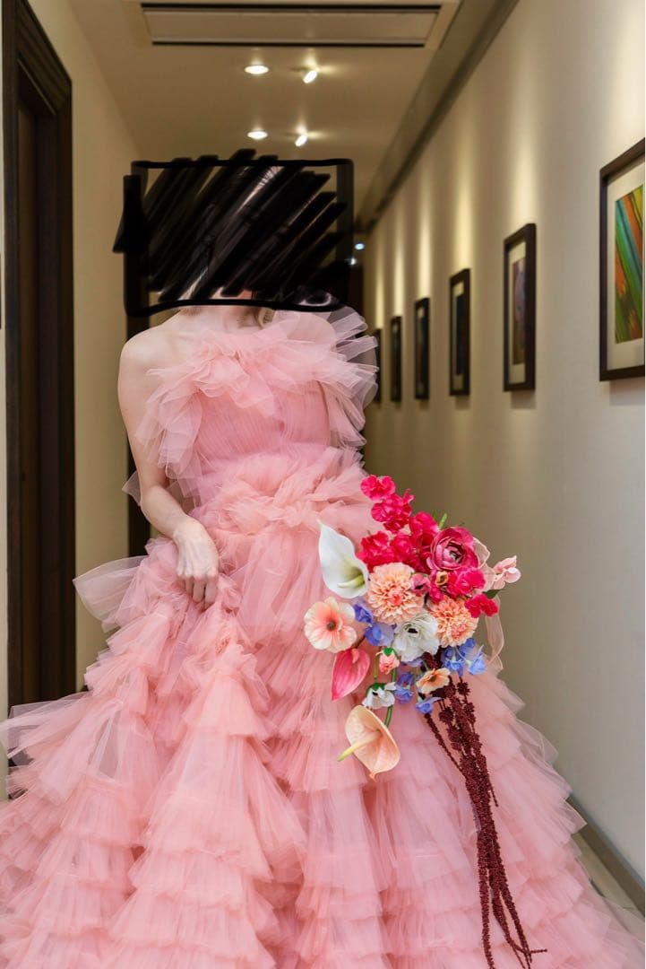 ピンクカラードレス カラードレス 結婚式ドレス