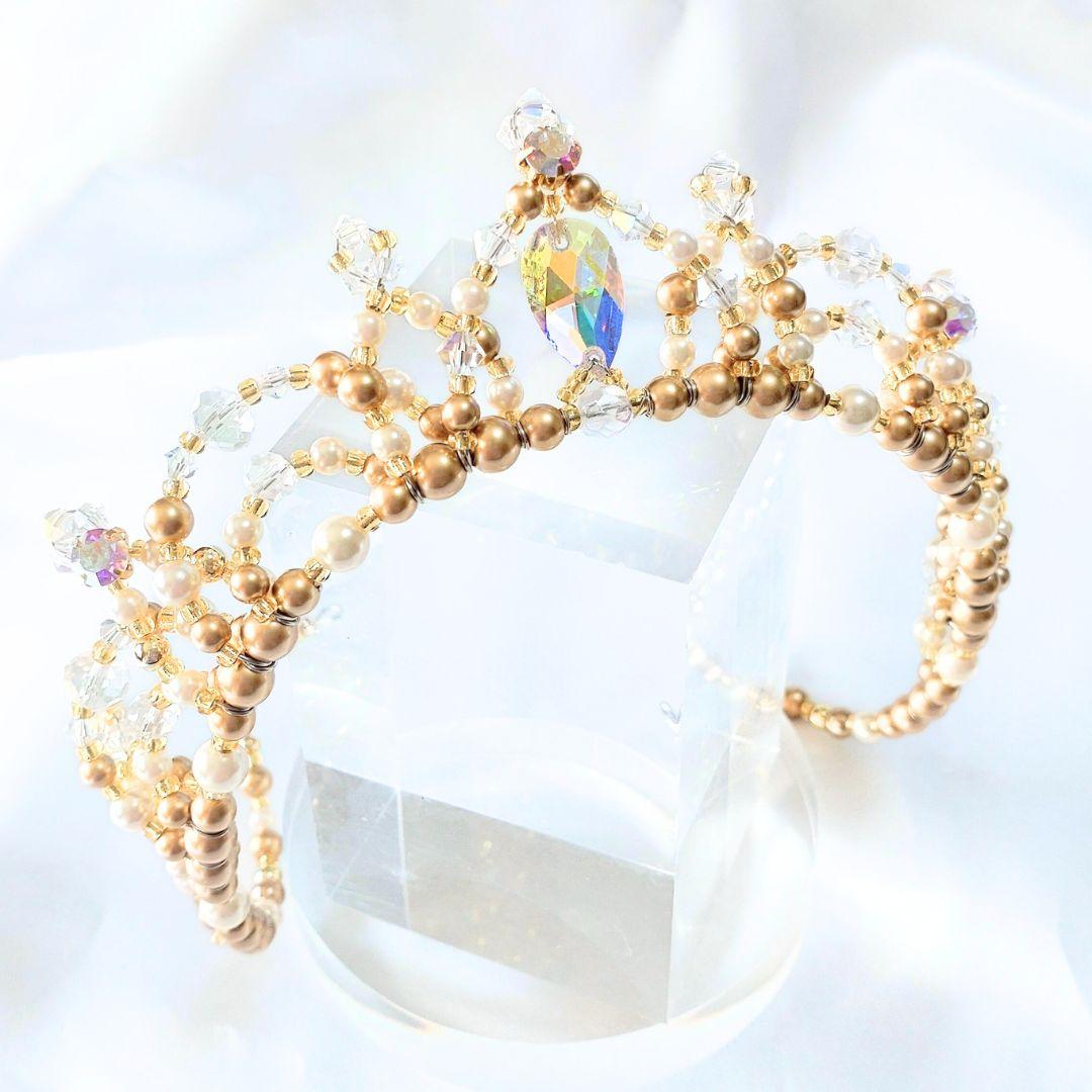 バレエ 2連 ティアラ セパレートタイプ ゴールド コーム付