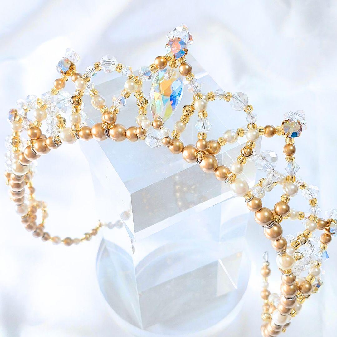 バレエ 2連 ティアラ セパレートタイプ ゴールド コーム付