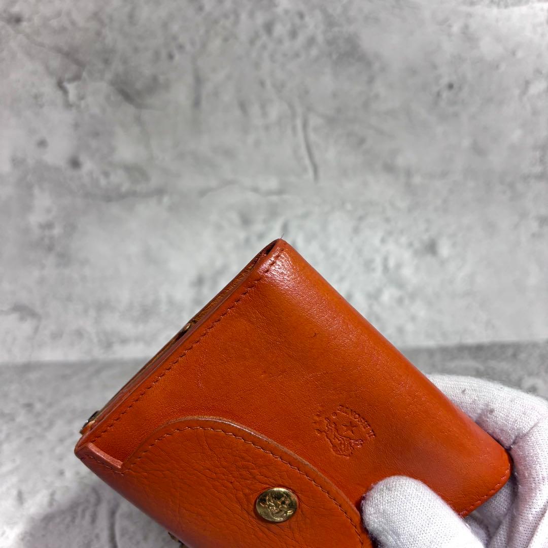 【美品！】ILBISONTE イルビゾンテ ガマ口3つ折りミニ財布 ヤキヌメ 茶