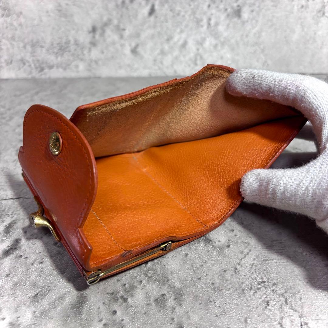 【美品！】ILBISONTE イルビゾンテ ガマ口3つ折りミニ財布 ヤキヌメ 茶