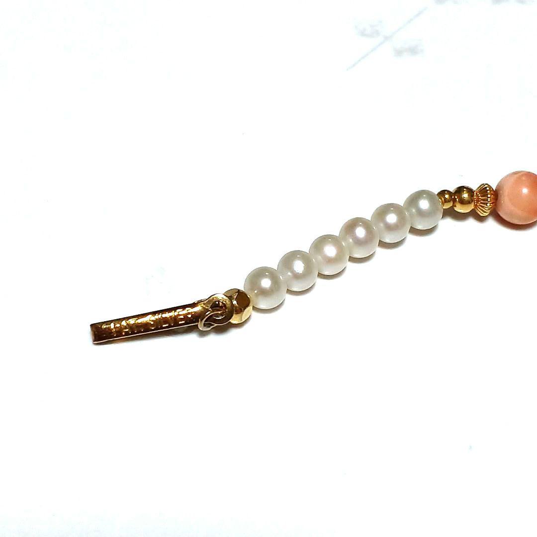 値下げ不可　あこや真珠　ベビーパール　珊瑚　リボン　ネックレス　シルバー