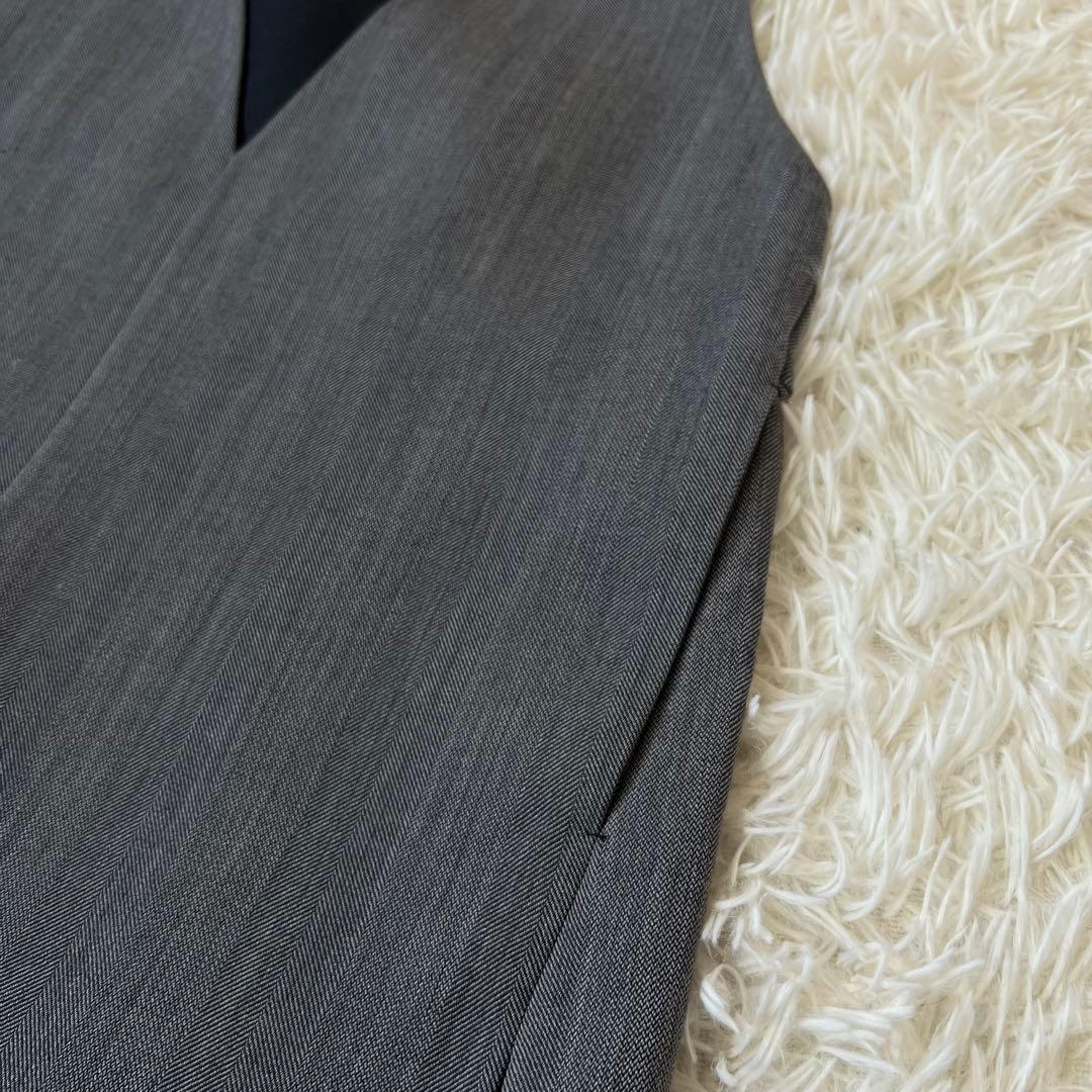 DRAWER ドゥロワー ヘリンボーン ノースリーブ Vネック ジレ ブラウス